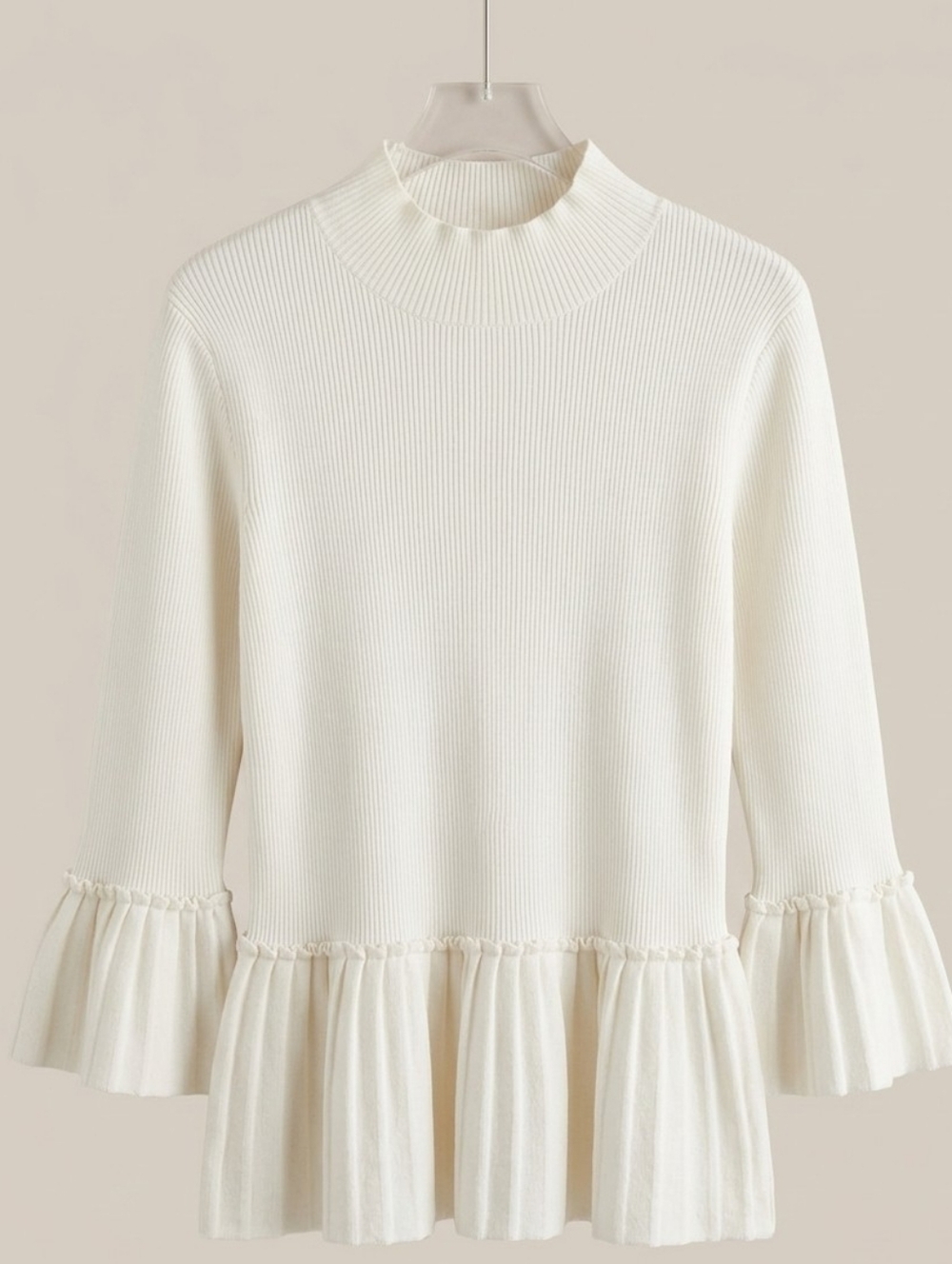 Ted Baker Lislie Peplum Mock Neck Sweater in ivory